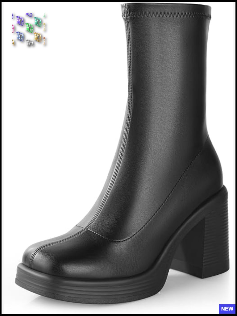Chunky High Heel Ankle Booties Side Zipper Platform Square Toe Y2k Evening Party